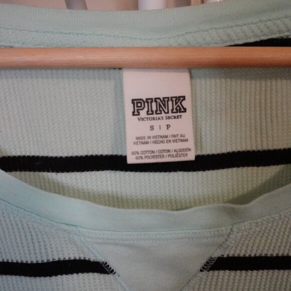 Victoria Secret PINK Striped Mint Thermal Size Small - Picture 2 of 5
